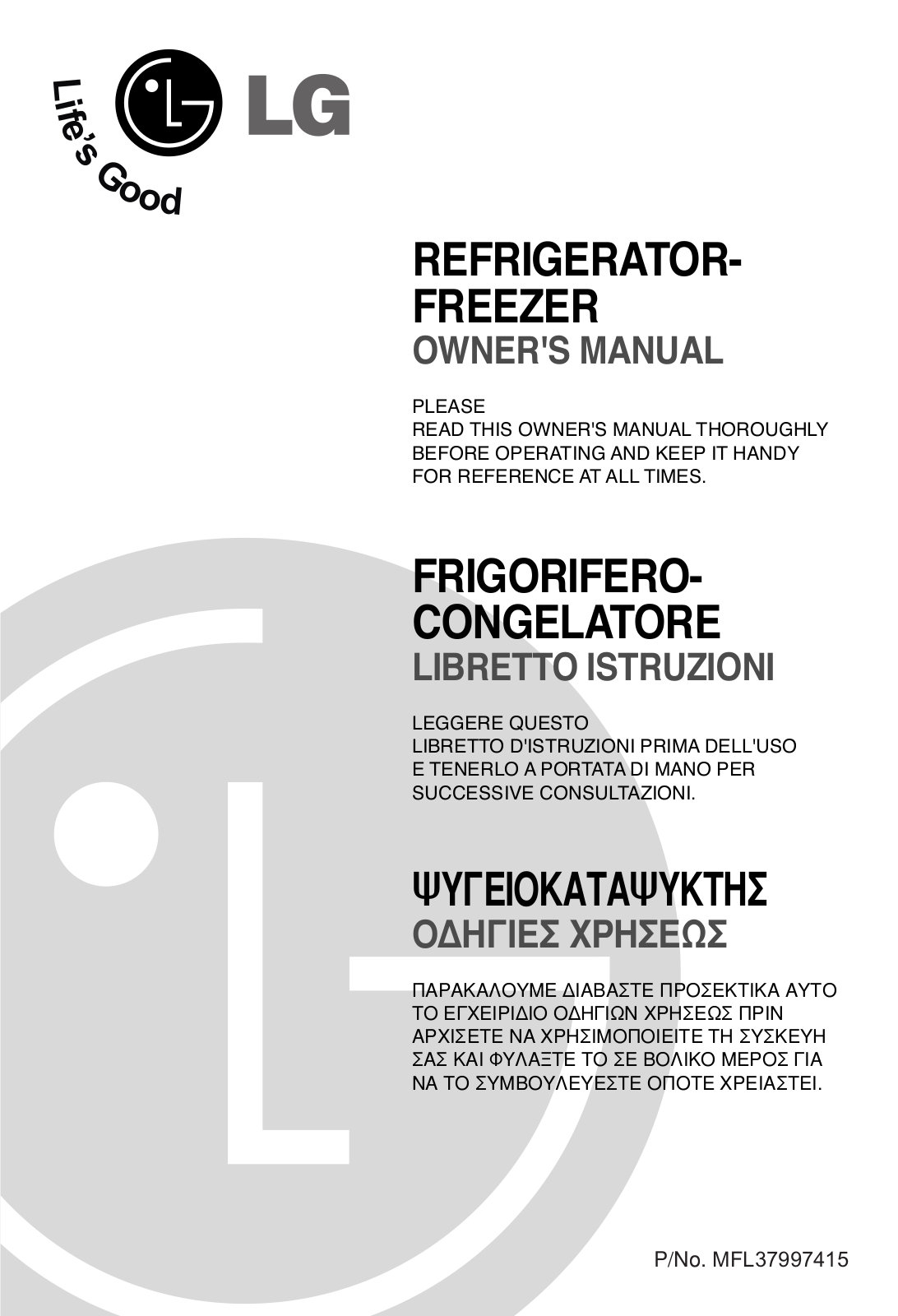 Lg GN-B352YTCA, GN-B352YLC, GN-B392YLC, GN-B352YVCA, GN-B352YLCA Owners Manual