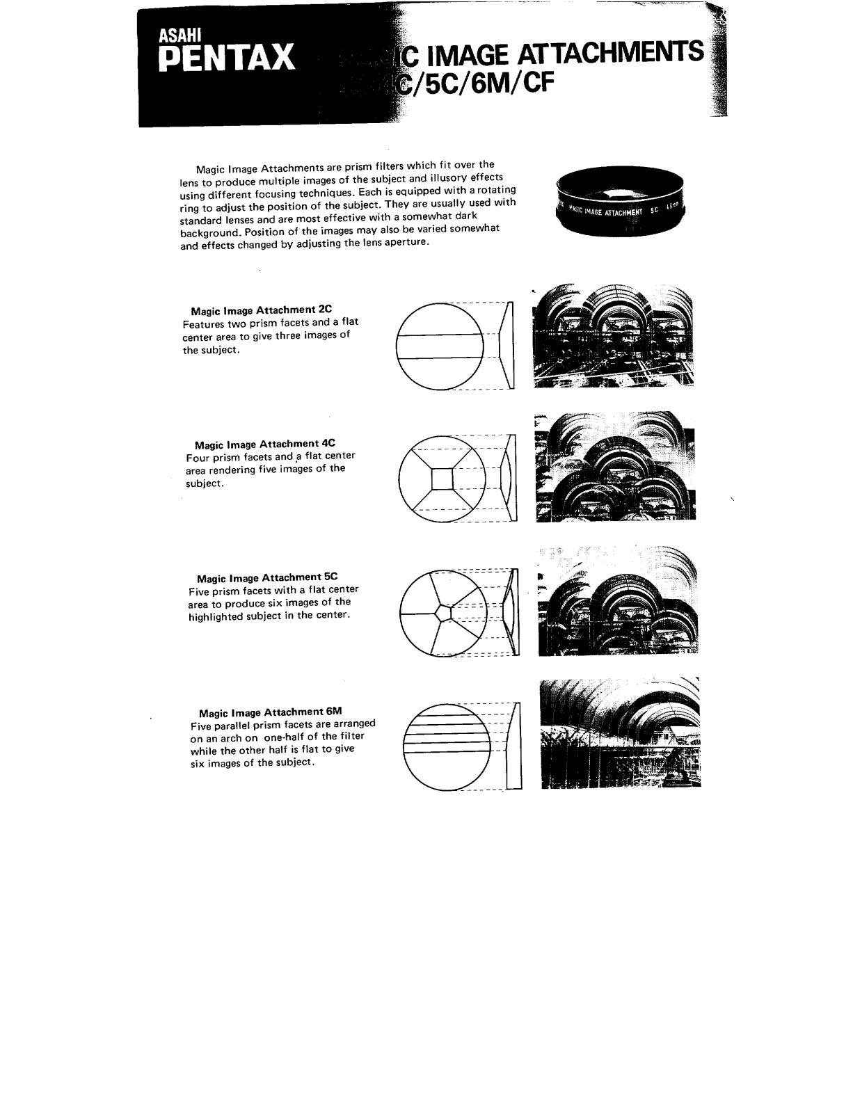 Pentax MAGIC IMAGE ATTACHMENTS 2C, 4C, 5C, 6M, CF Operating Manual