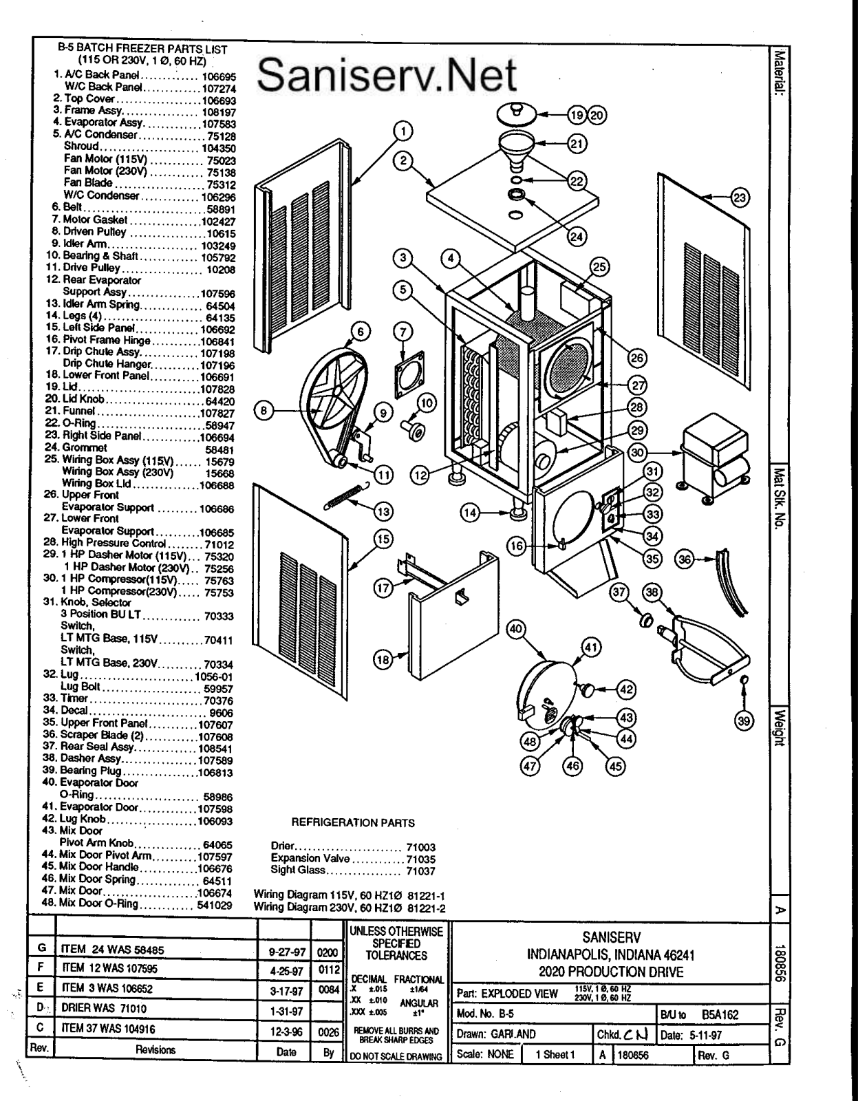 SaniServ B-5 Parts Diagram