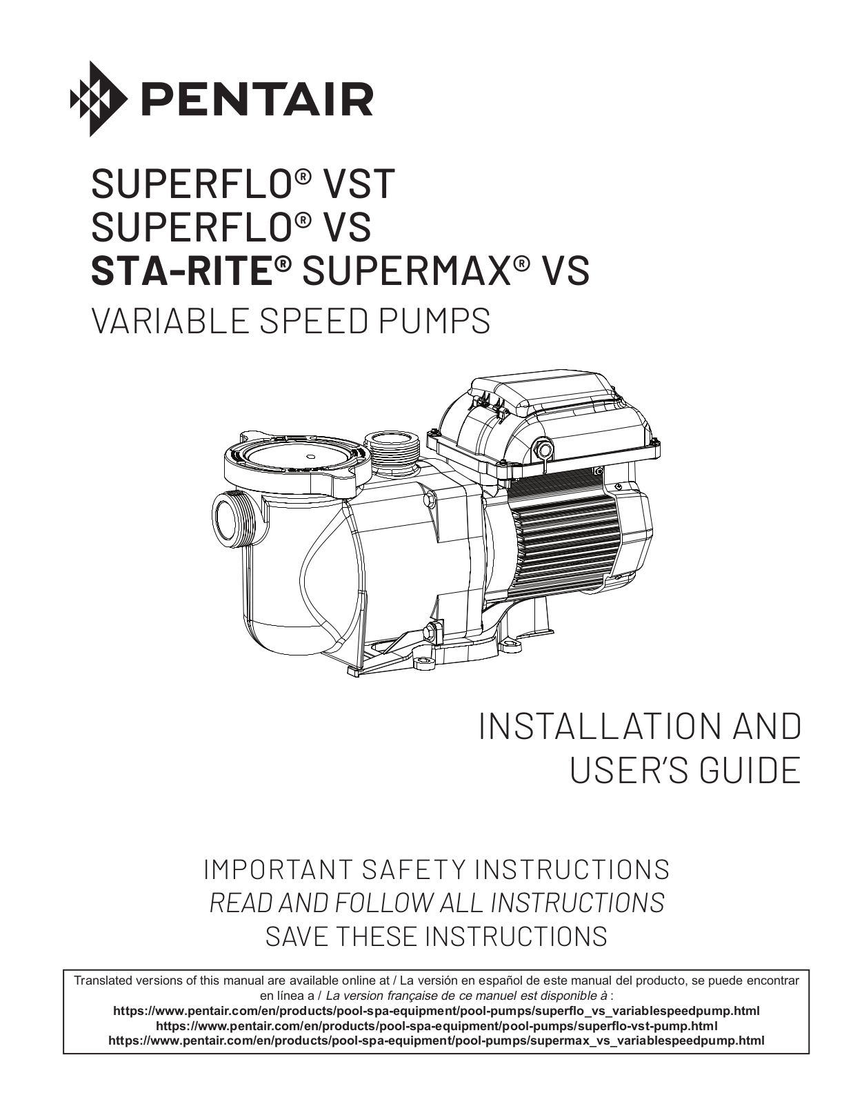 Pentair SuperFlo VS User Manual