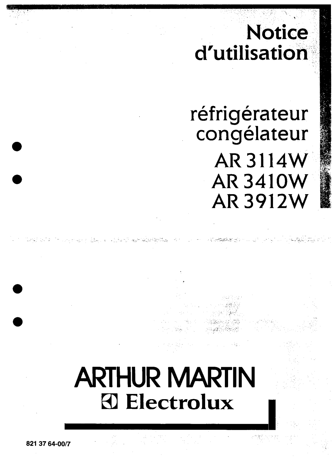 Arthur martin AR3114W, AR3912W, AR3410W User Manual