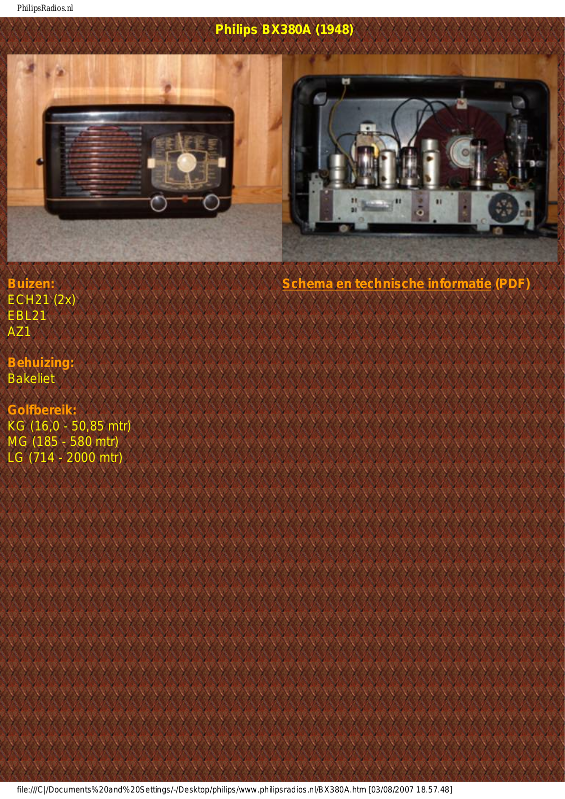 Philips BX380A Schematic