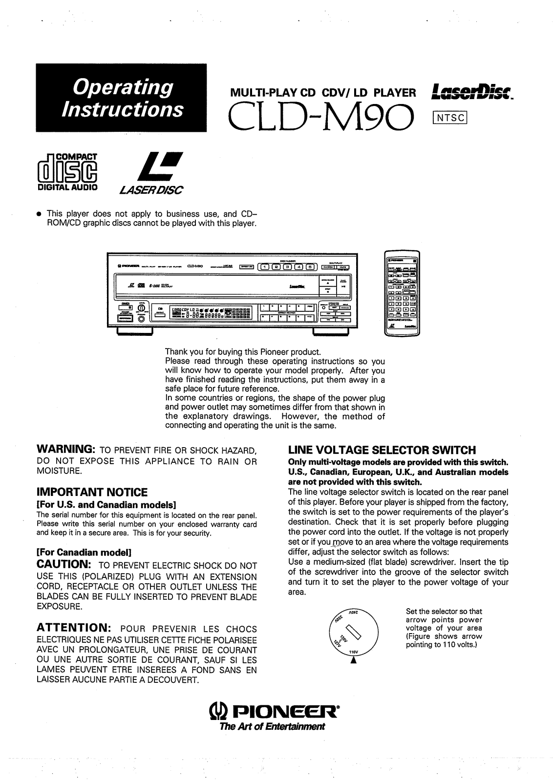 Pioneer CLD-M90 User Manual