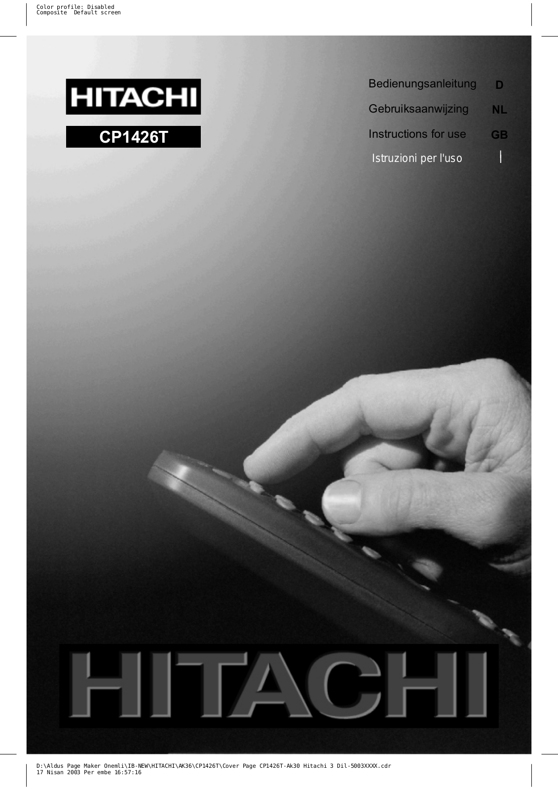 Hitachi CP1426T User Manual