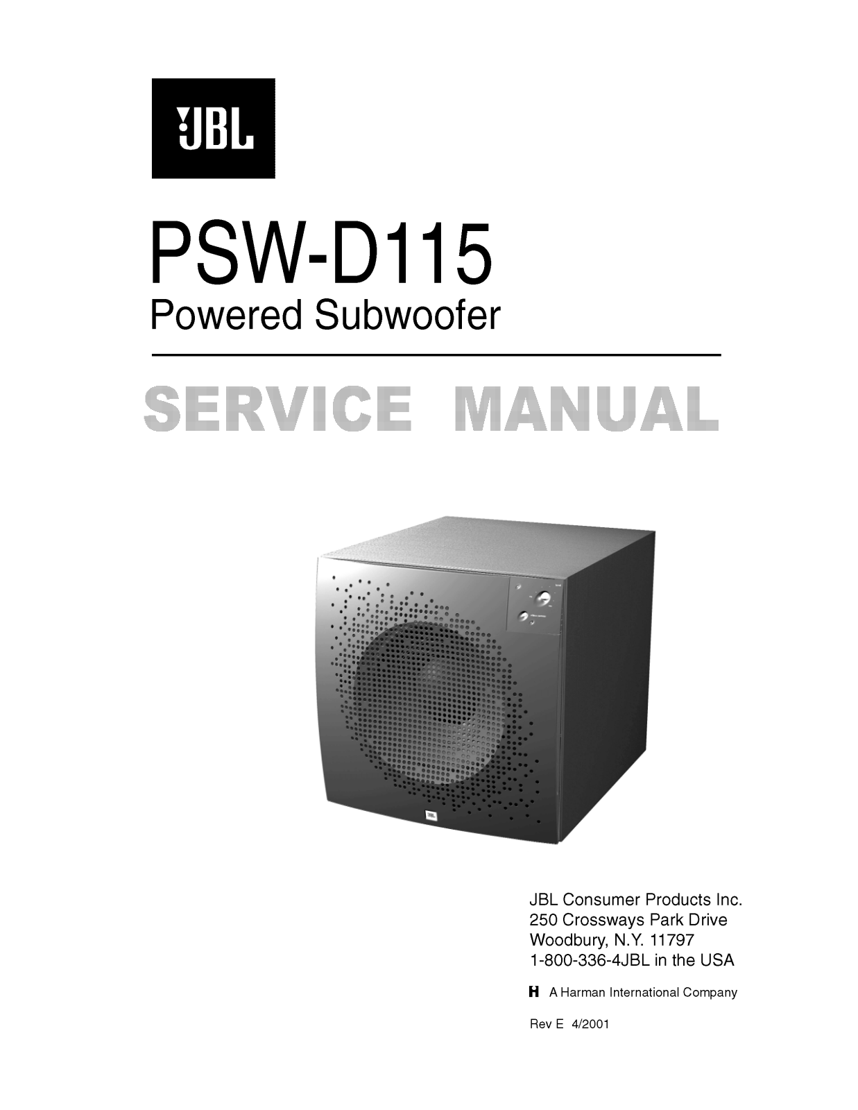 JBL PSWD-115 Service manual