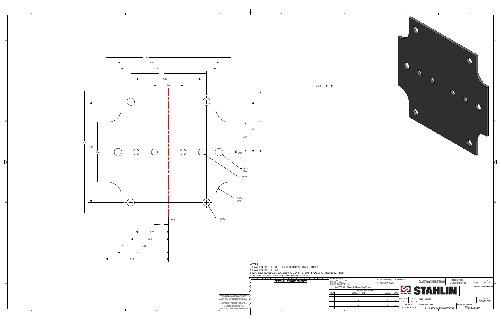 Stahlin BPS0808P Reference Drawing