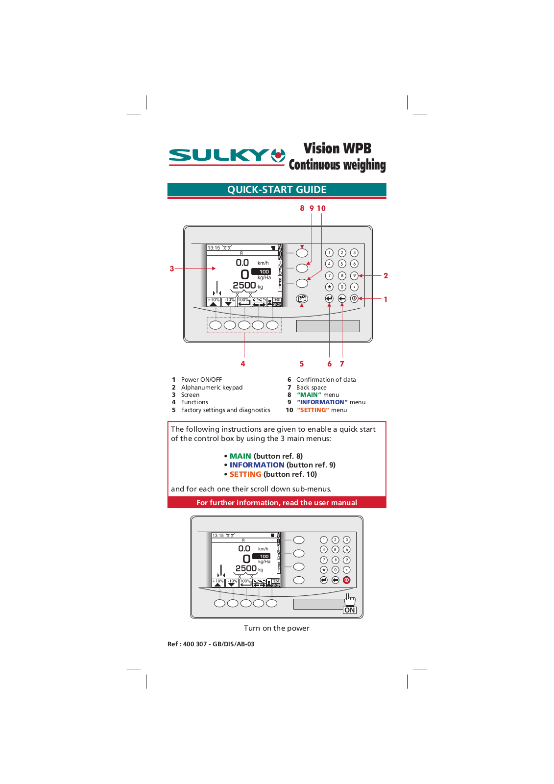 Sulky VISION WPB User Manual