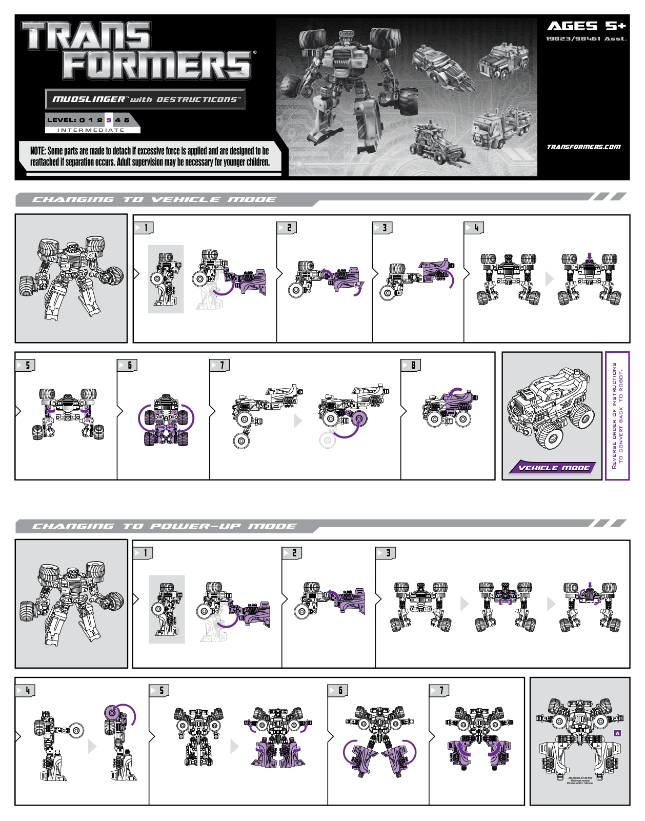 HASBRO Transformers Mudslinger with Destructicons User Manual