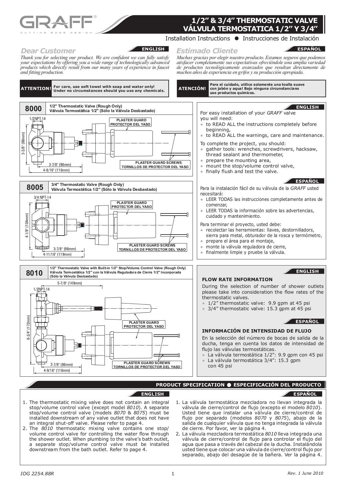 Graff G-8005 Installation Manual