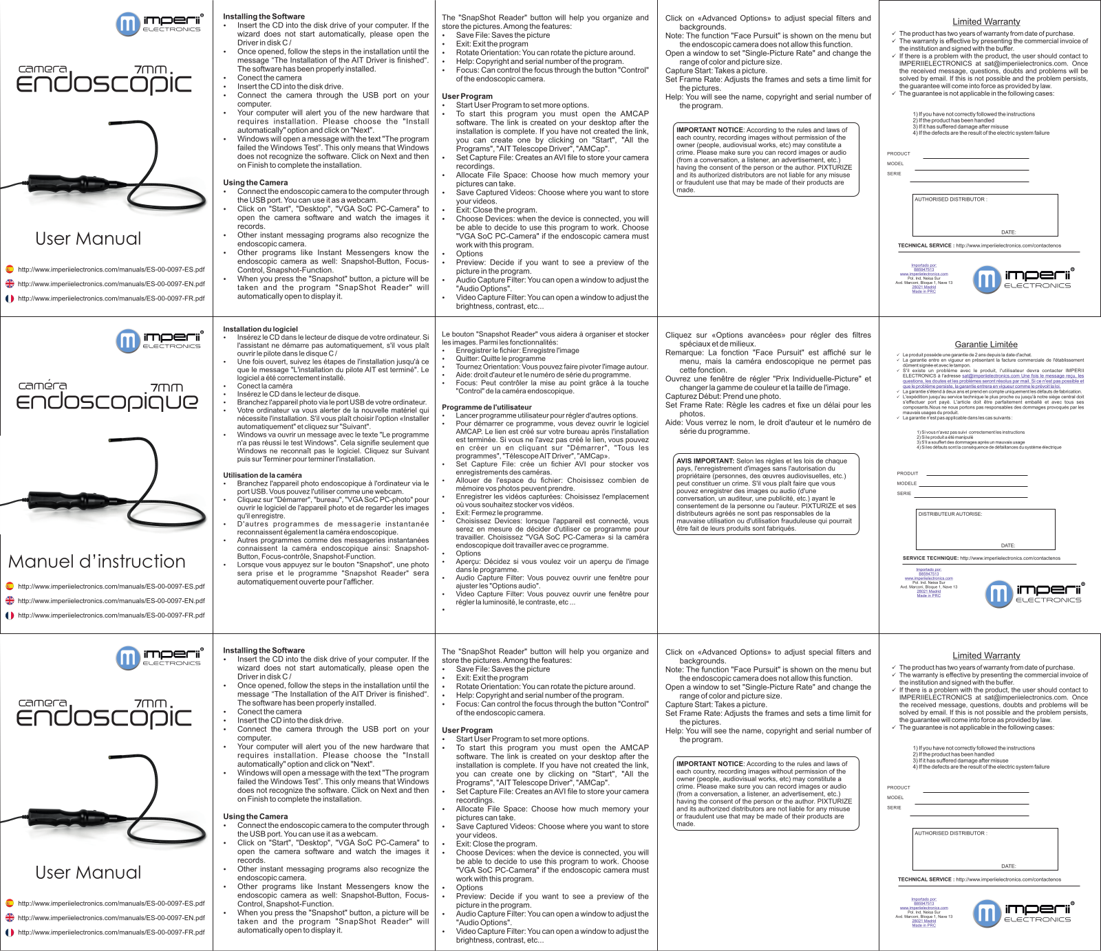 imperii Endoscopic 7mm Camera User Manual