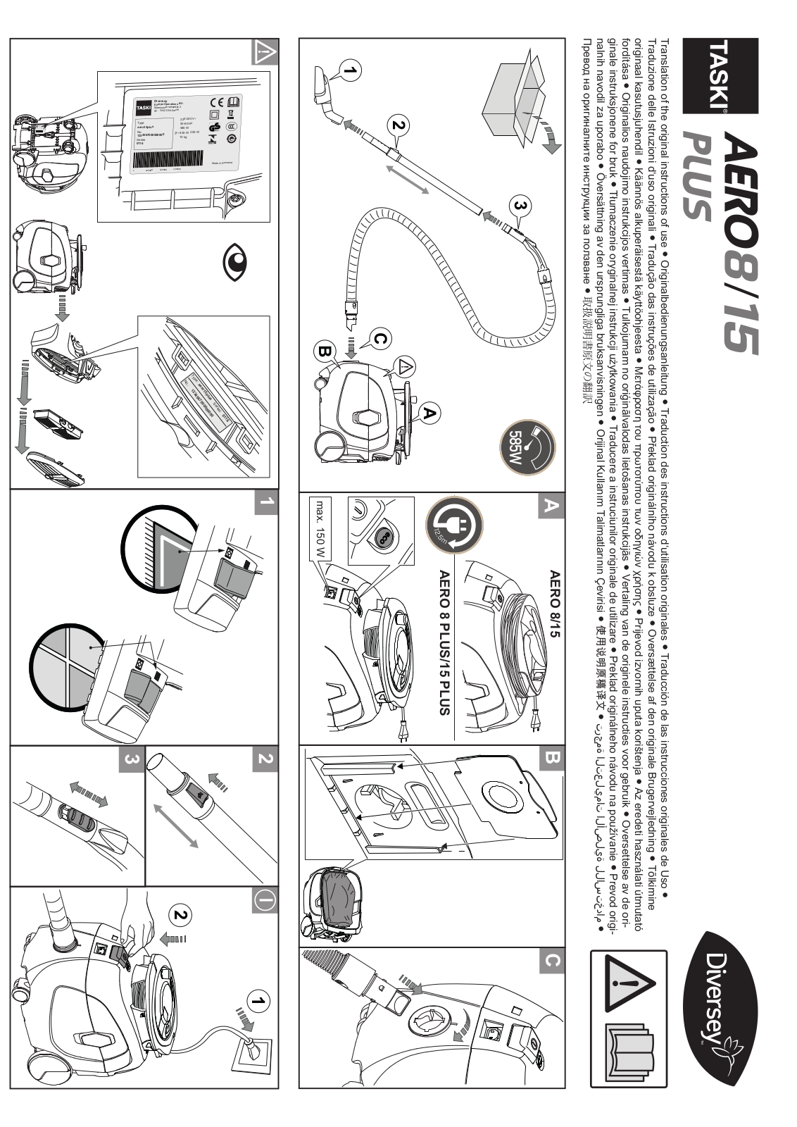 diversey TASKI AERO 8 PLUS, TASKI AERO 15 PLUS Instructions For Use Manual