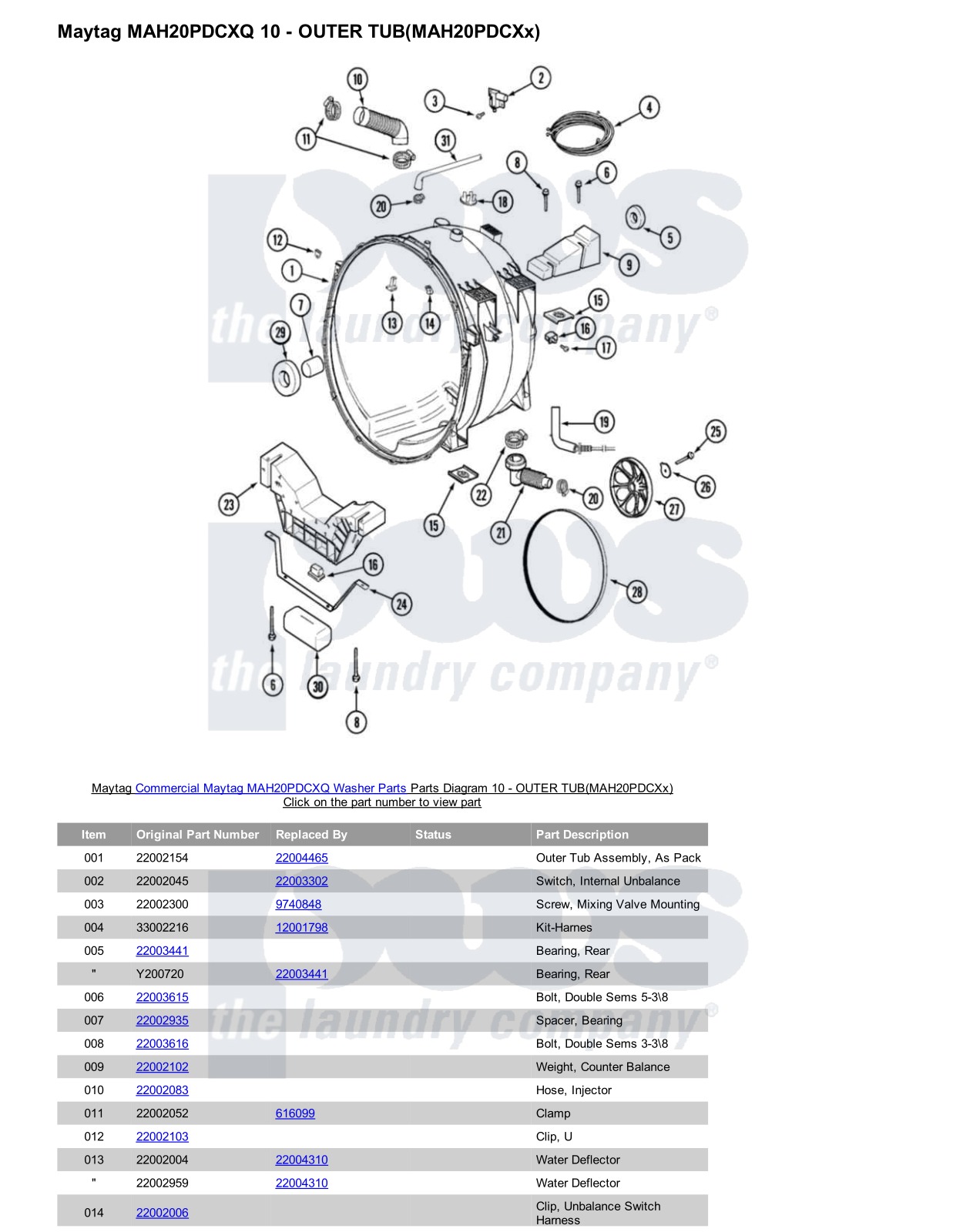 Maytag MAH20PDCXQ Parts Diagram