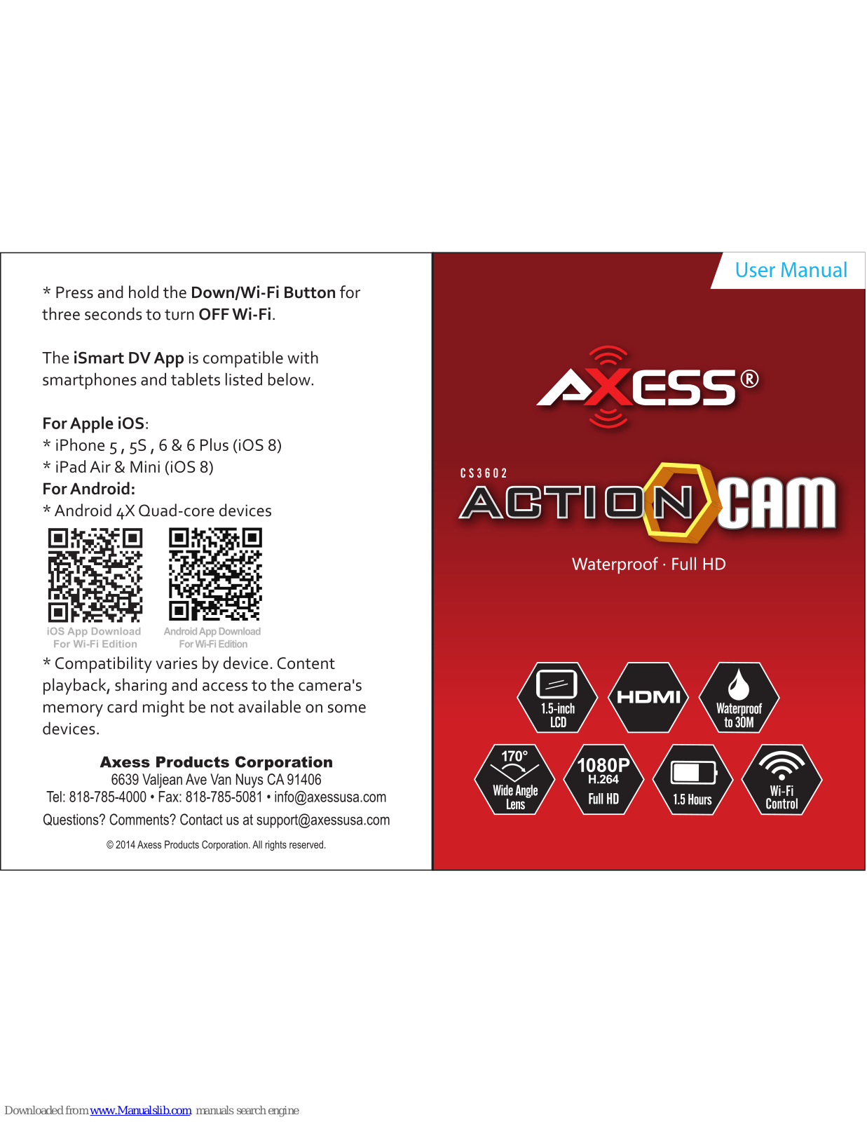 Axess ActionCAM CS3602 User Manual