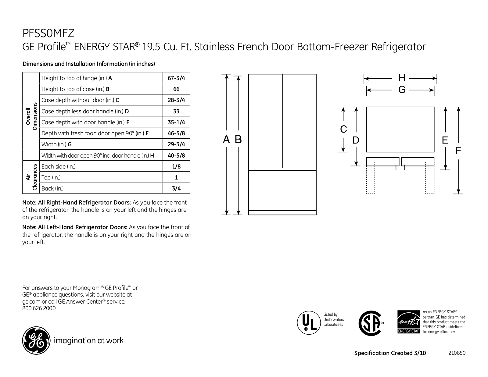 GE PFSS0MFZSS, PFSS0MFZ User Manual