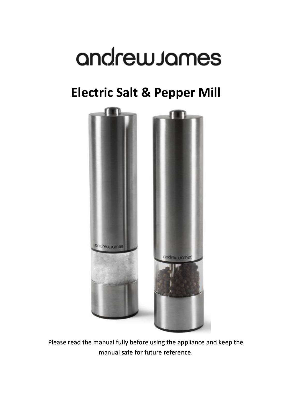 Andrew James Electric Salt and Pepper Mill Set User Manual