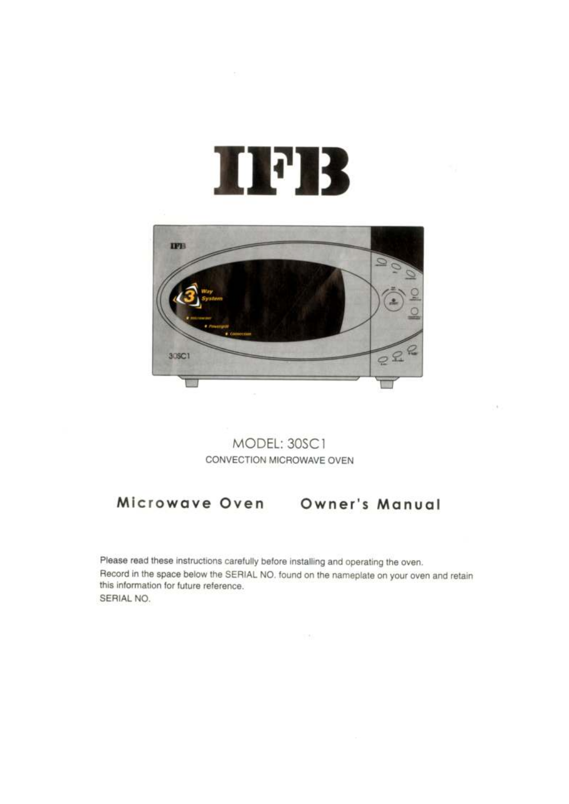 IFB Appliances 30sc1 User Manual