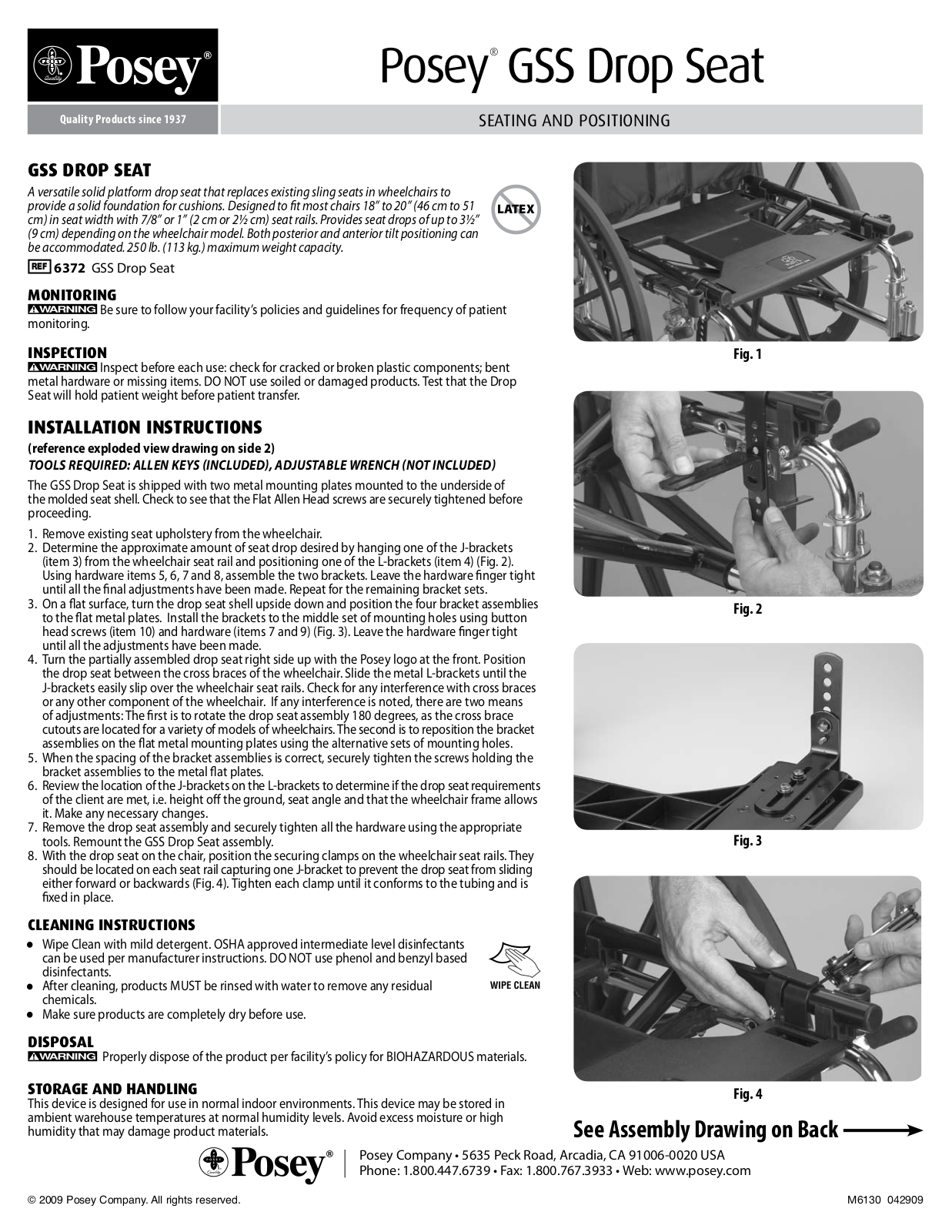 Posey Deluxe Drop Seat User Manual