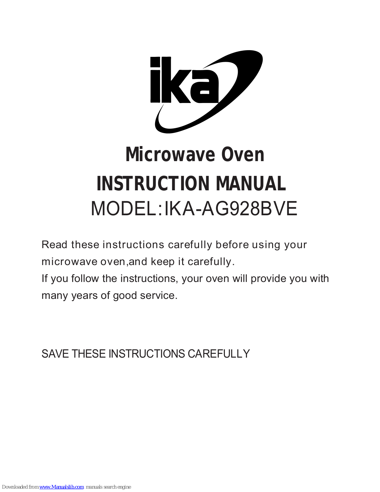 IKA IKA-AG928BVE Instruction Manual