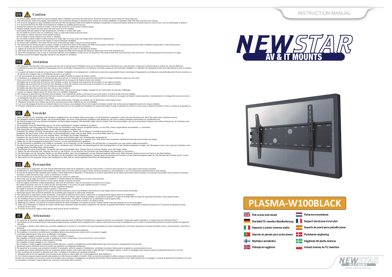 Newstar PLASMA-W100BLACK User Manual