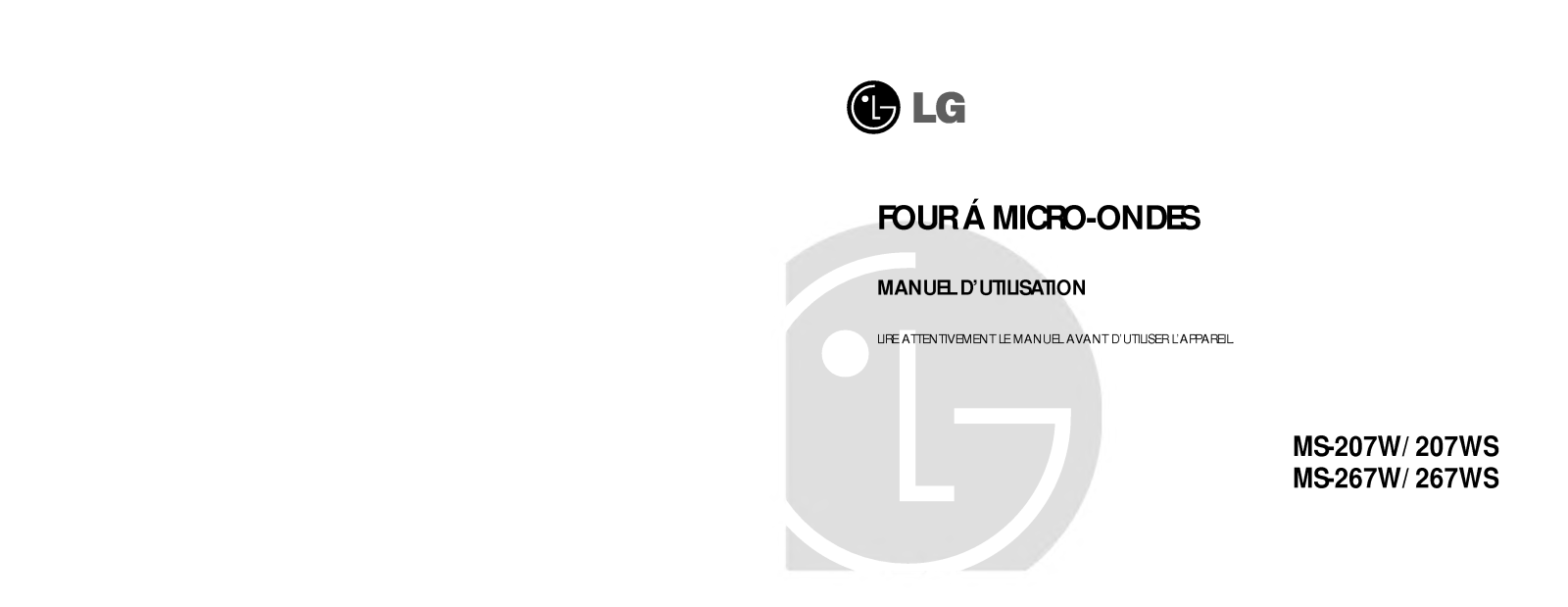 Lg MS-207W, MS-207WS, MS-267W, MS-267WS User Manual