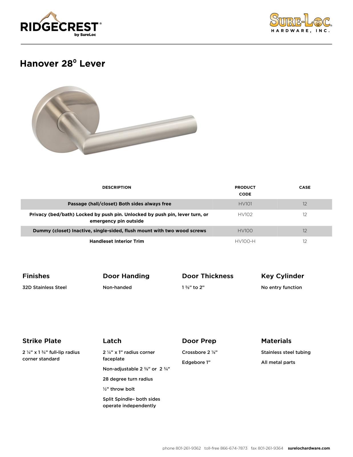 Sure-Loc Hardware SLOC1249 Specifications - ManualMachine.com