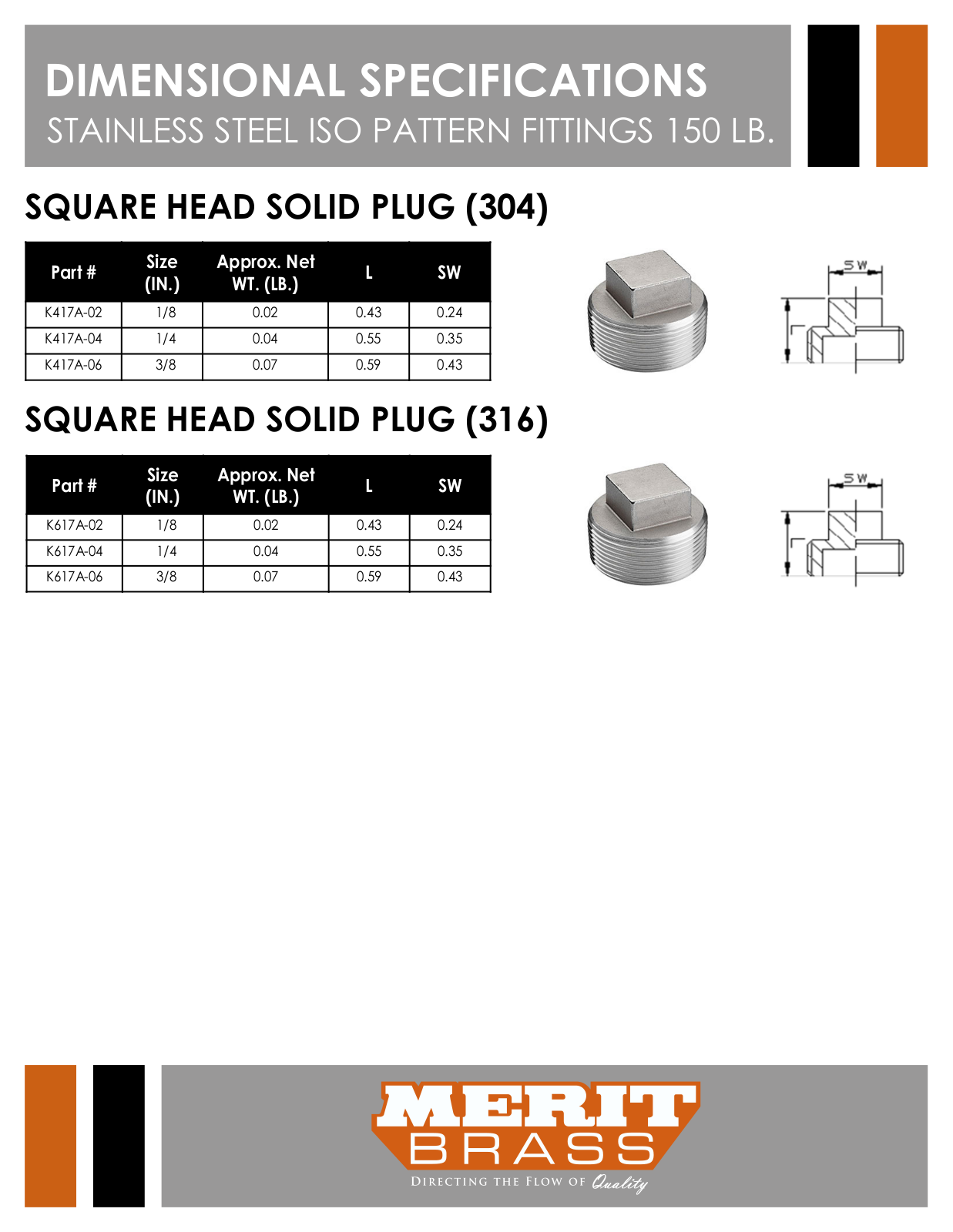 Merit Brass K417A-02, K417A-04, K417A-06, K617A-02, K617A-04 User Manual