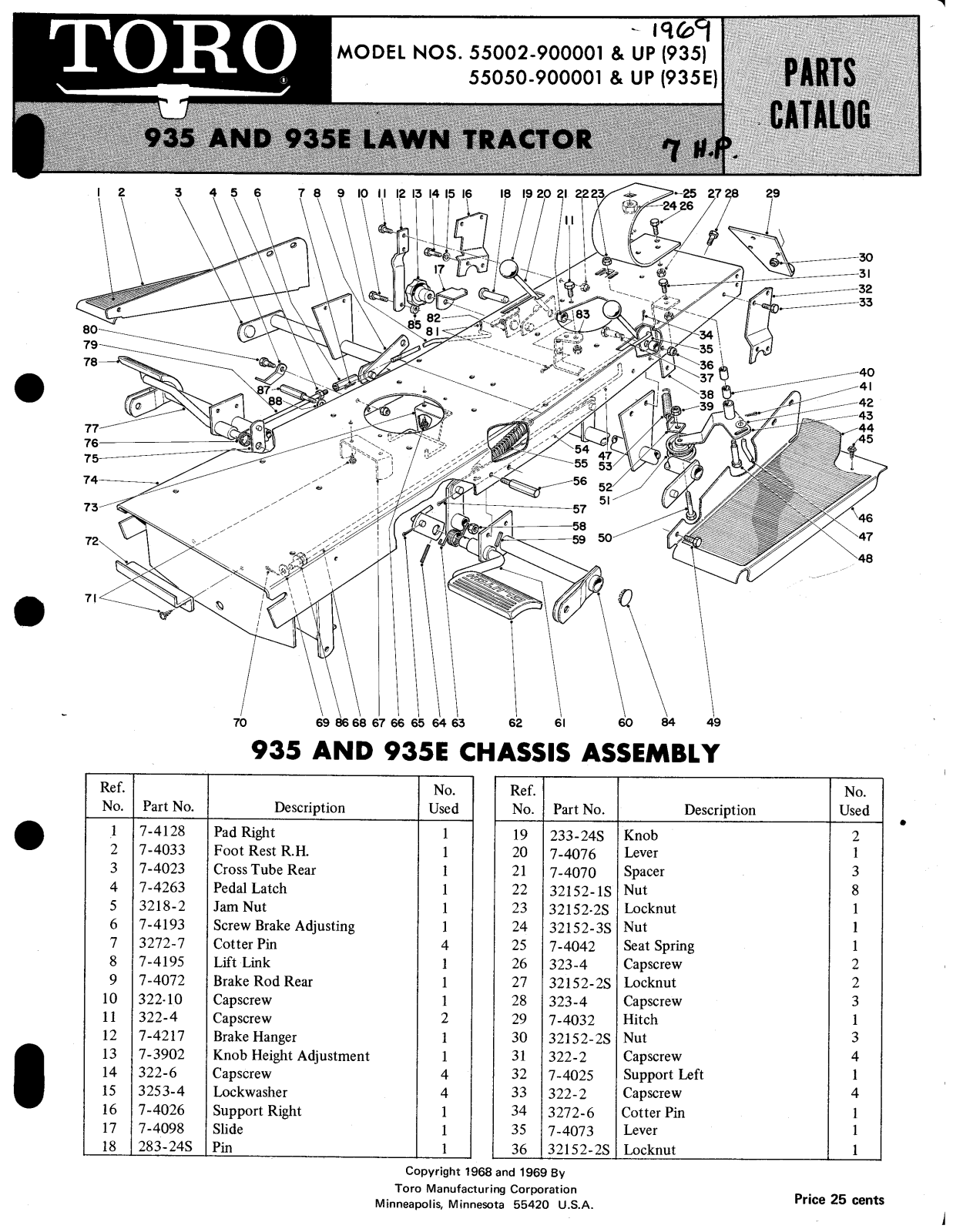 Toro 55002, 55050 Parts Catalogue