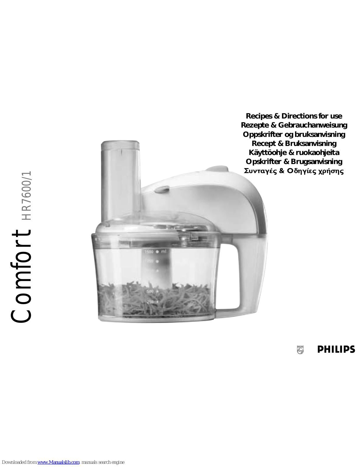 Philips HR7600/1 Recipes & Directions For Use