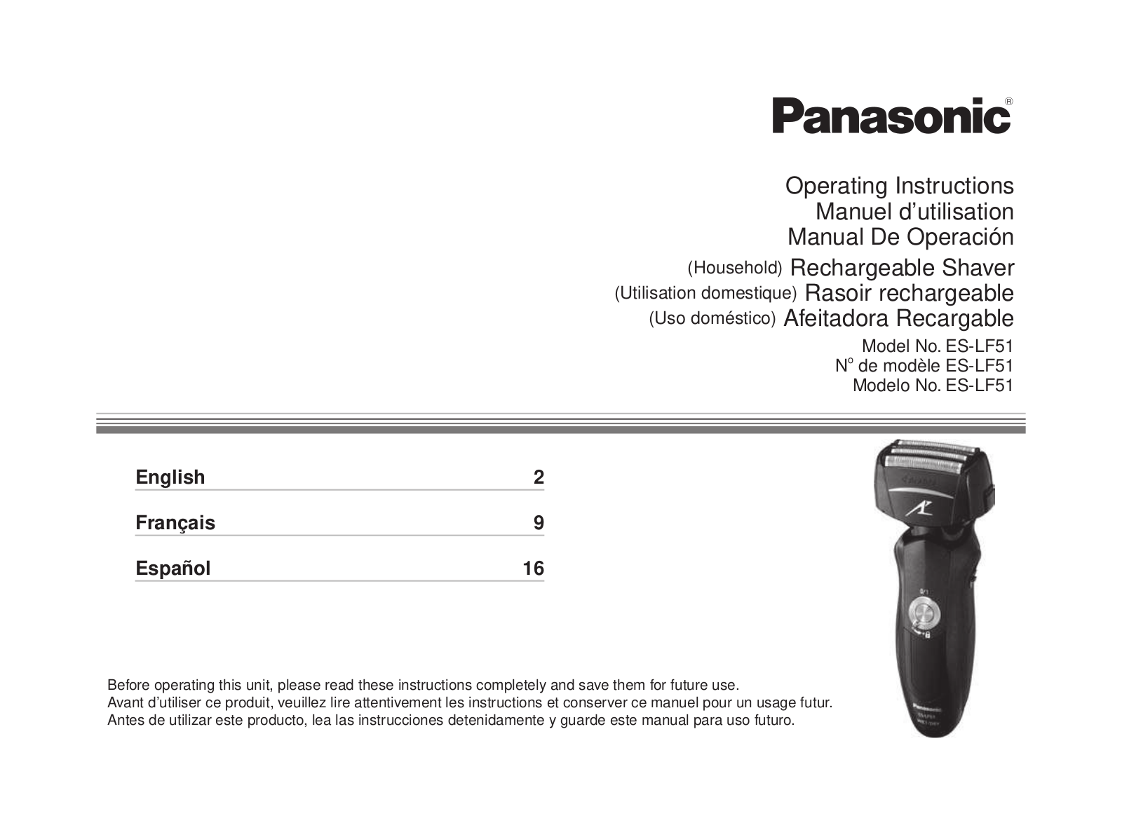 Panasonic ES-LF51 Operating Instruction