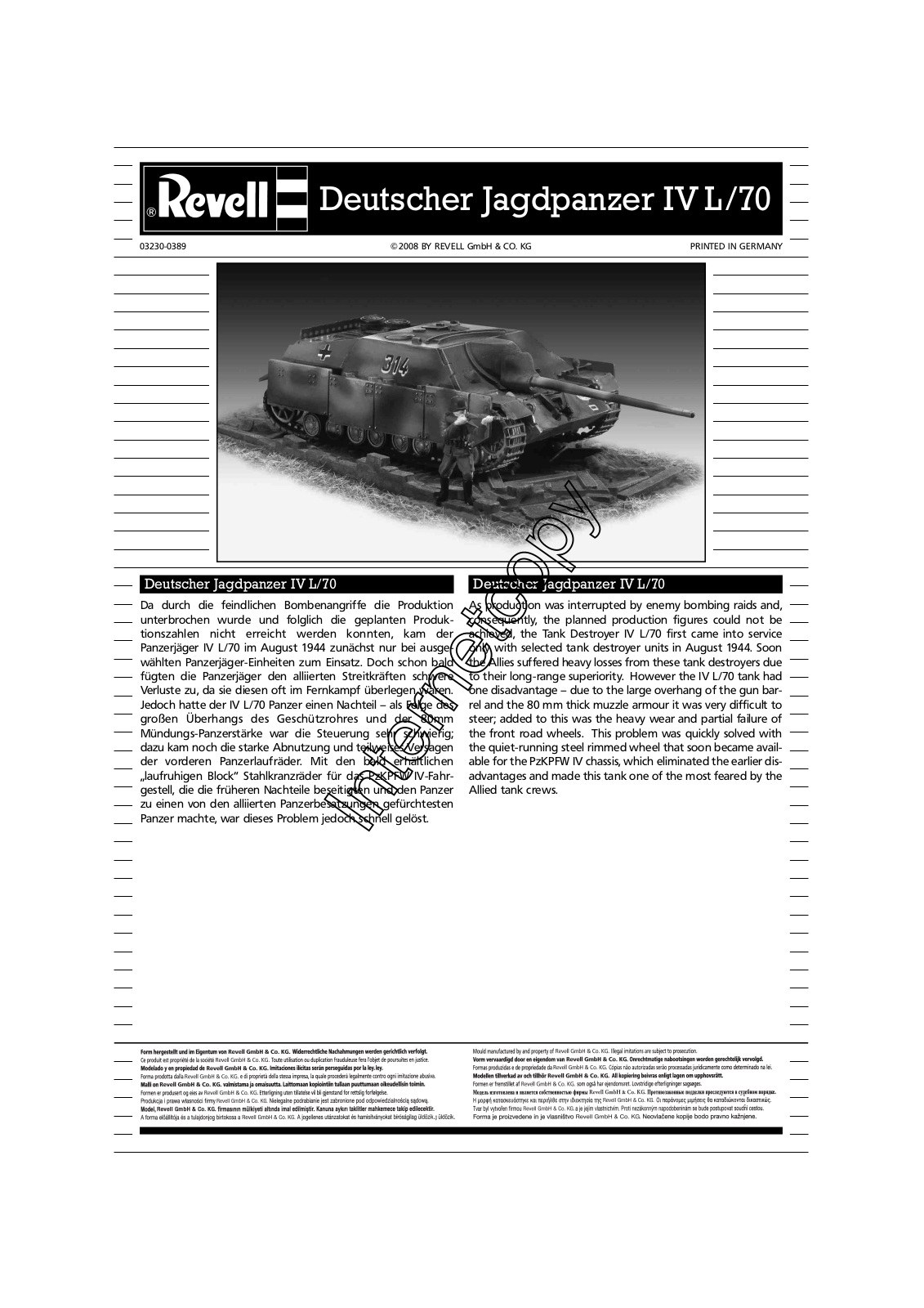 REVELL Jagdppanzer IV User Manual