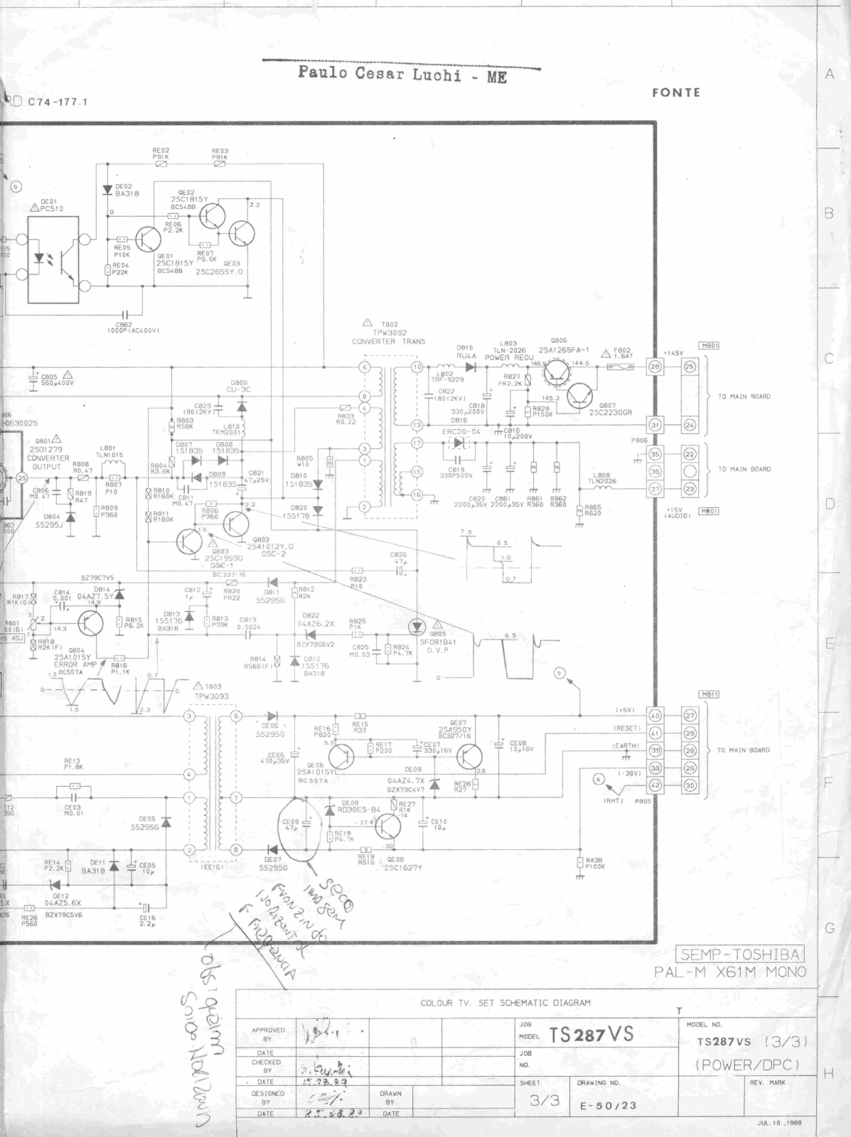 Toshiba TS287VS Schematic