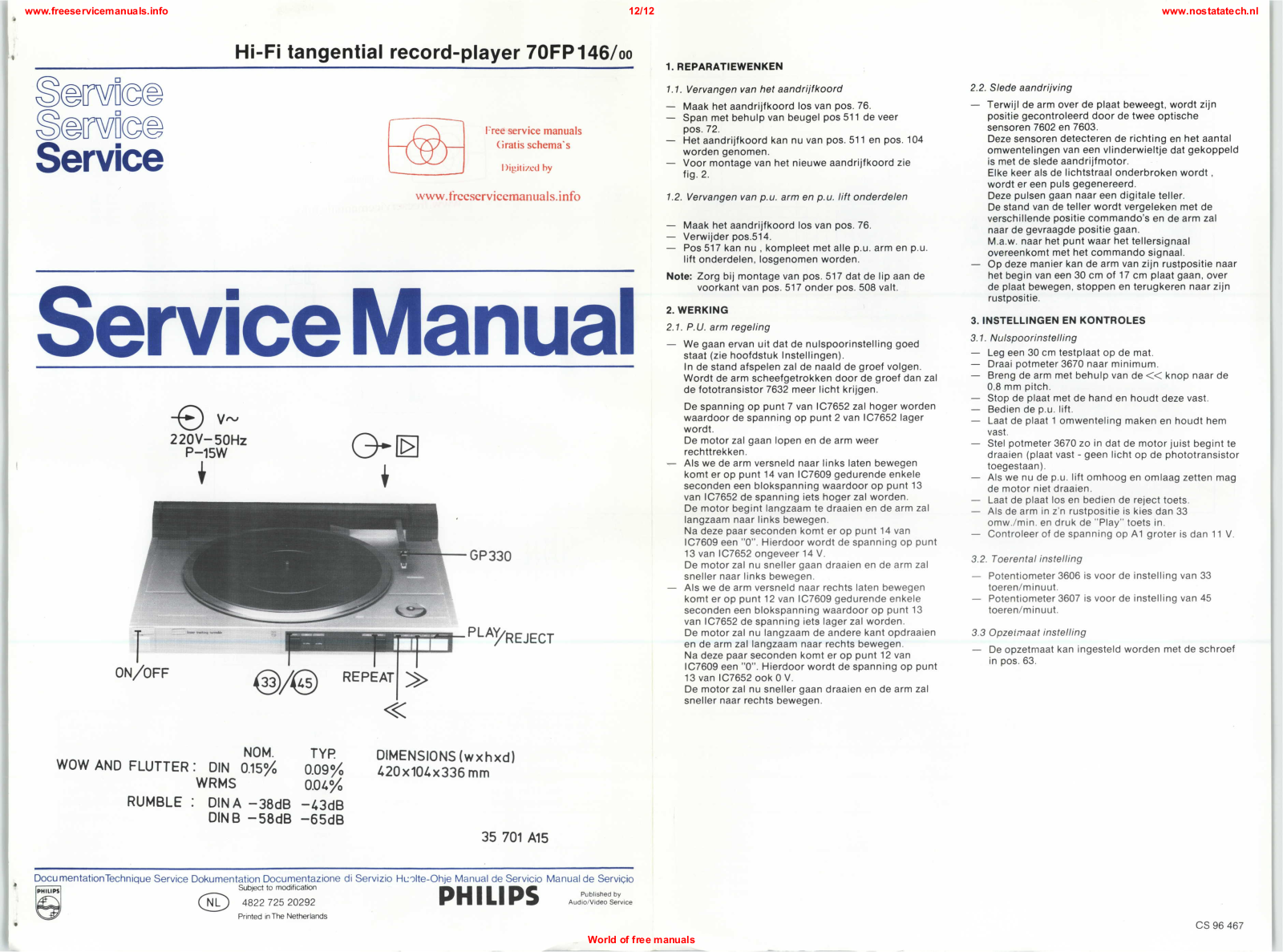 Philips 70fp146 Datasheet - ManualMachine.com