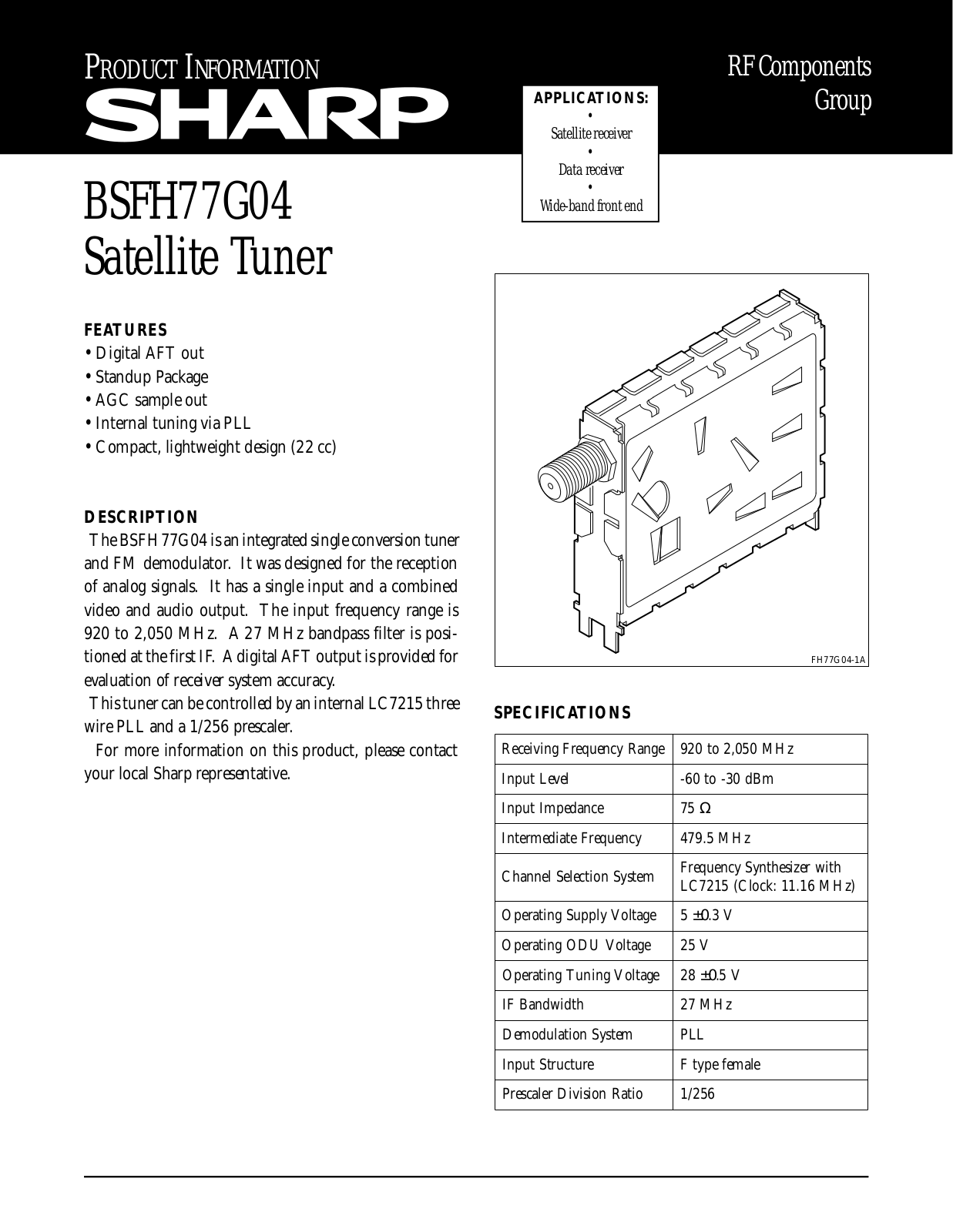 Sharp BSFH77G06, BSFH77G04 Datasheet