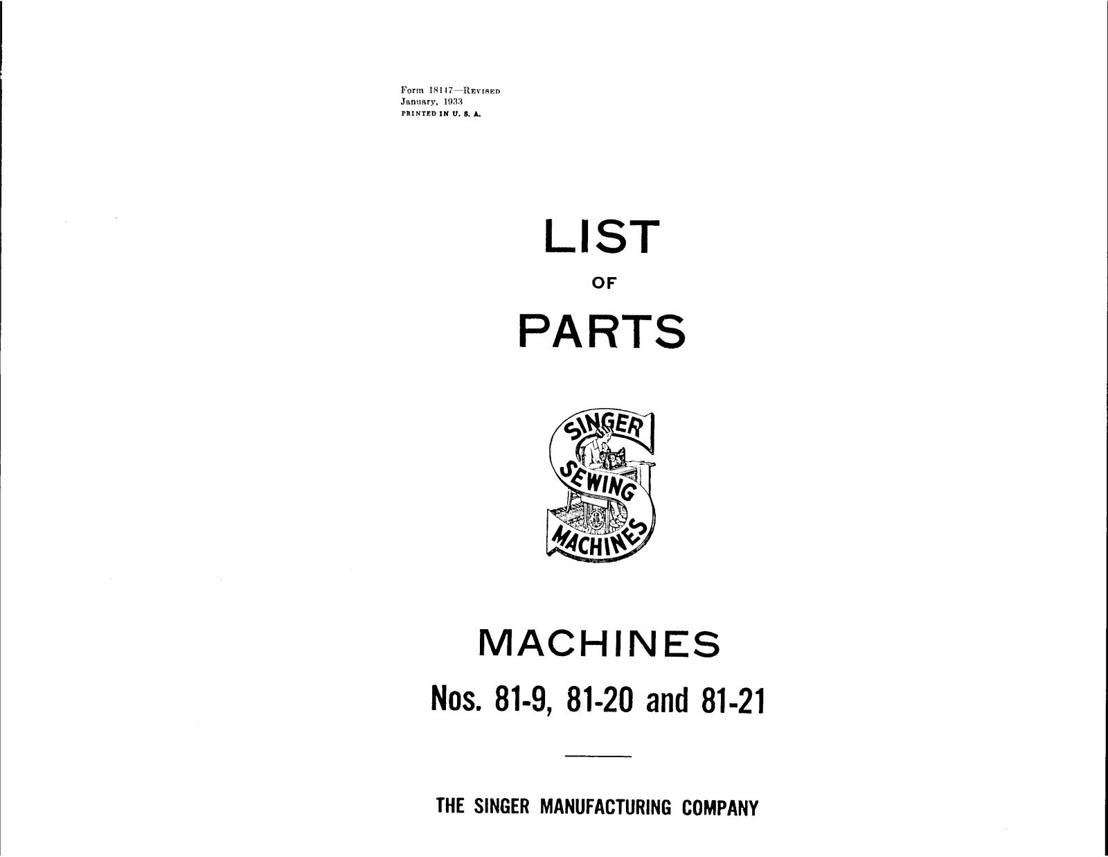 Singer 81-9, 81-21, 81-20 User Manual