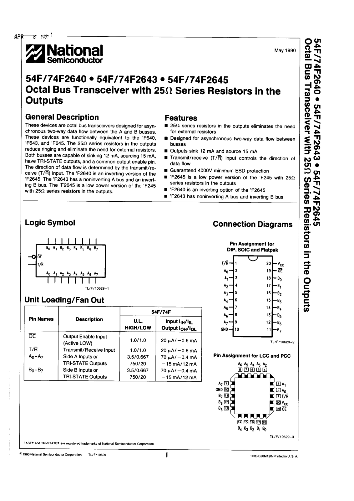 NSC 74F2645SCX, 74F2645SCQR, 74F2645PCX, 74F2645PCQR, 74F2645DCX Datasheet