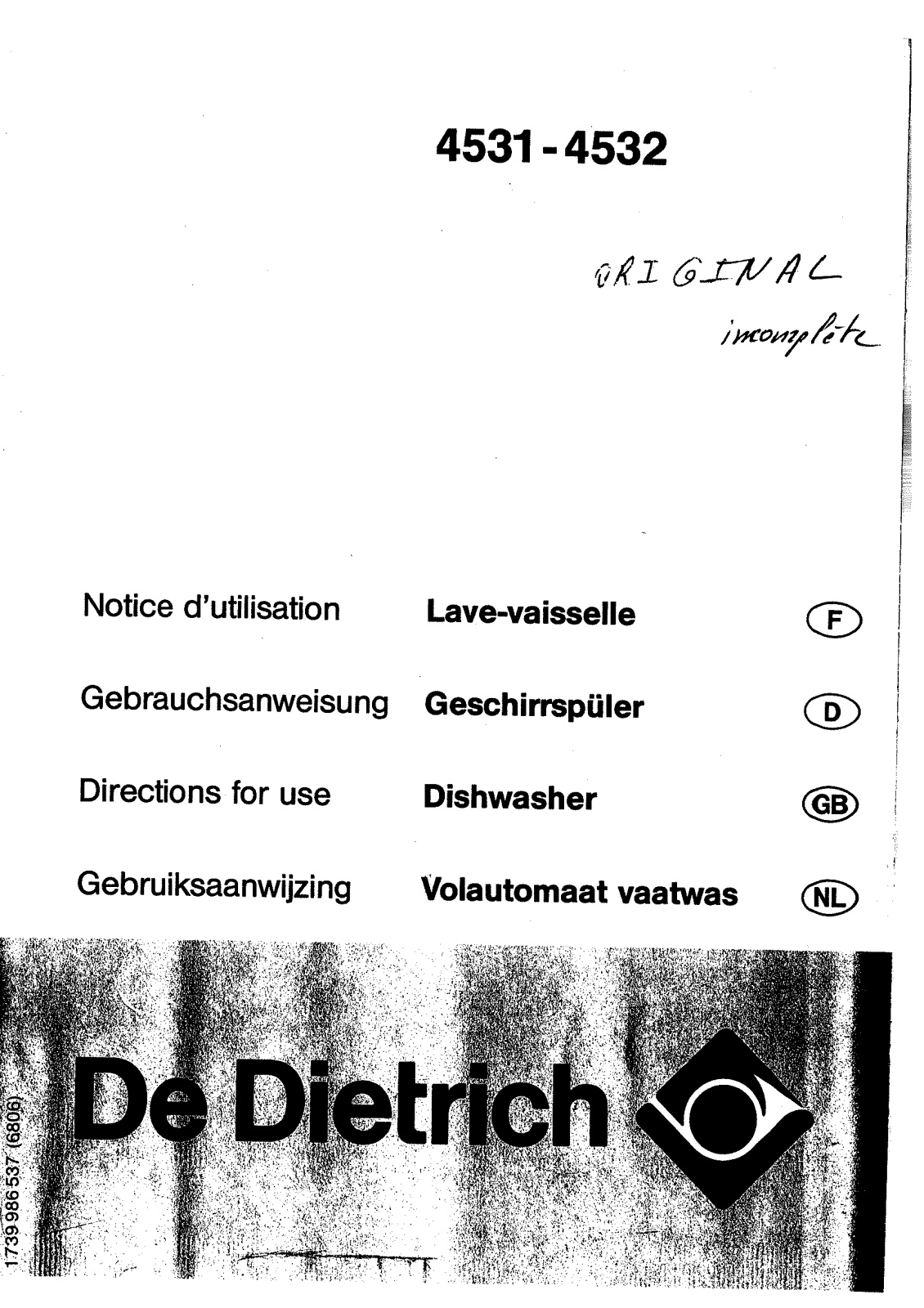 De dietrich 4531, 4532 User Manual