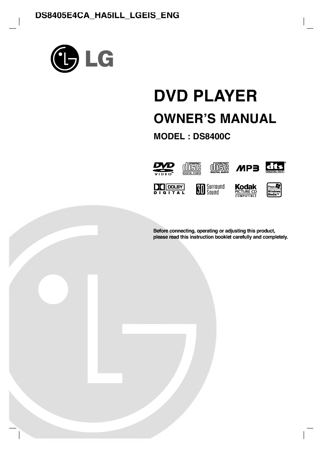 Lg DS8400C Owners Manual