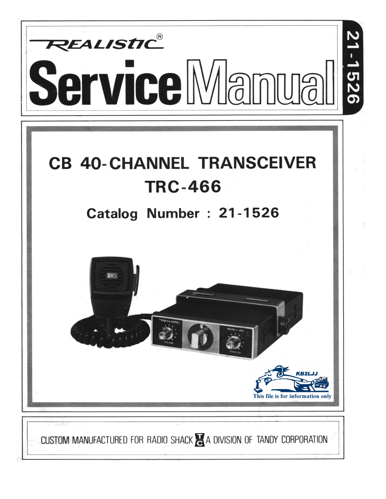 Realistic   RadioShack TRC-466 Service Manual