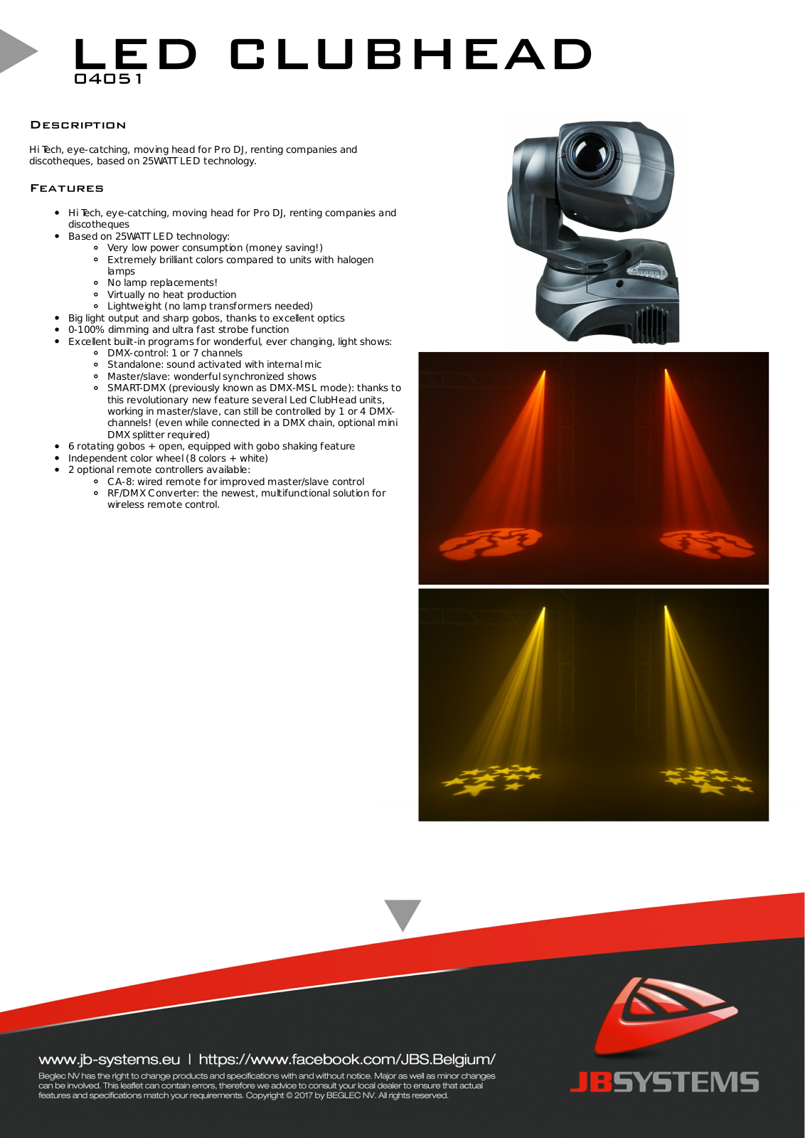 JB Systems LED Clubhead Technical data