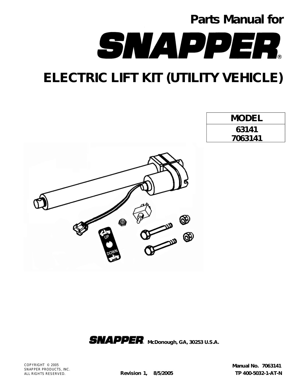 Snapper 63141, 7063141 User Manual