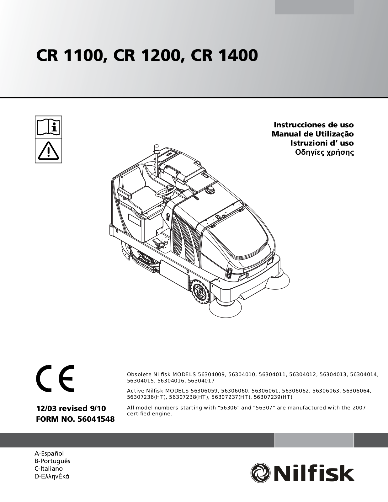 Nilfisk CR 1100, CR 1200, CR 1400 User Manual