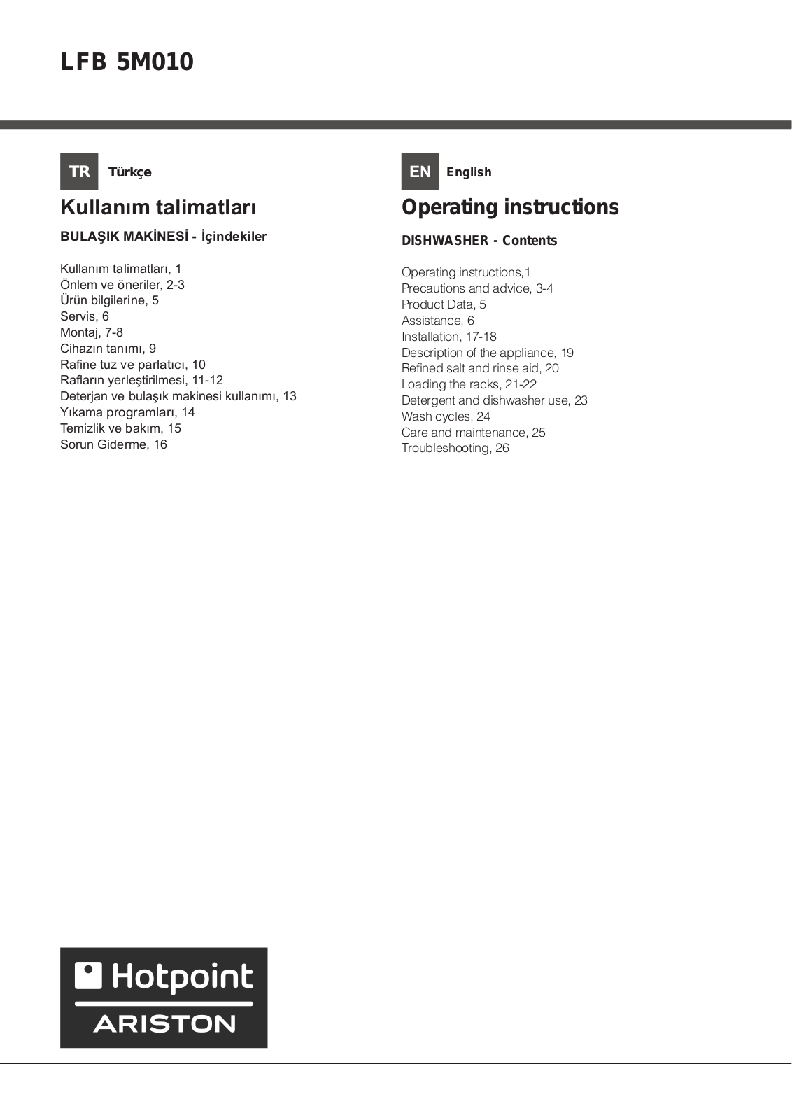 Hotpoint LFB 5M010 TK User Manual