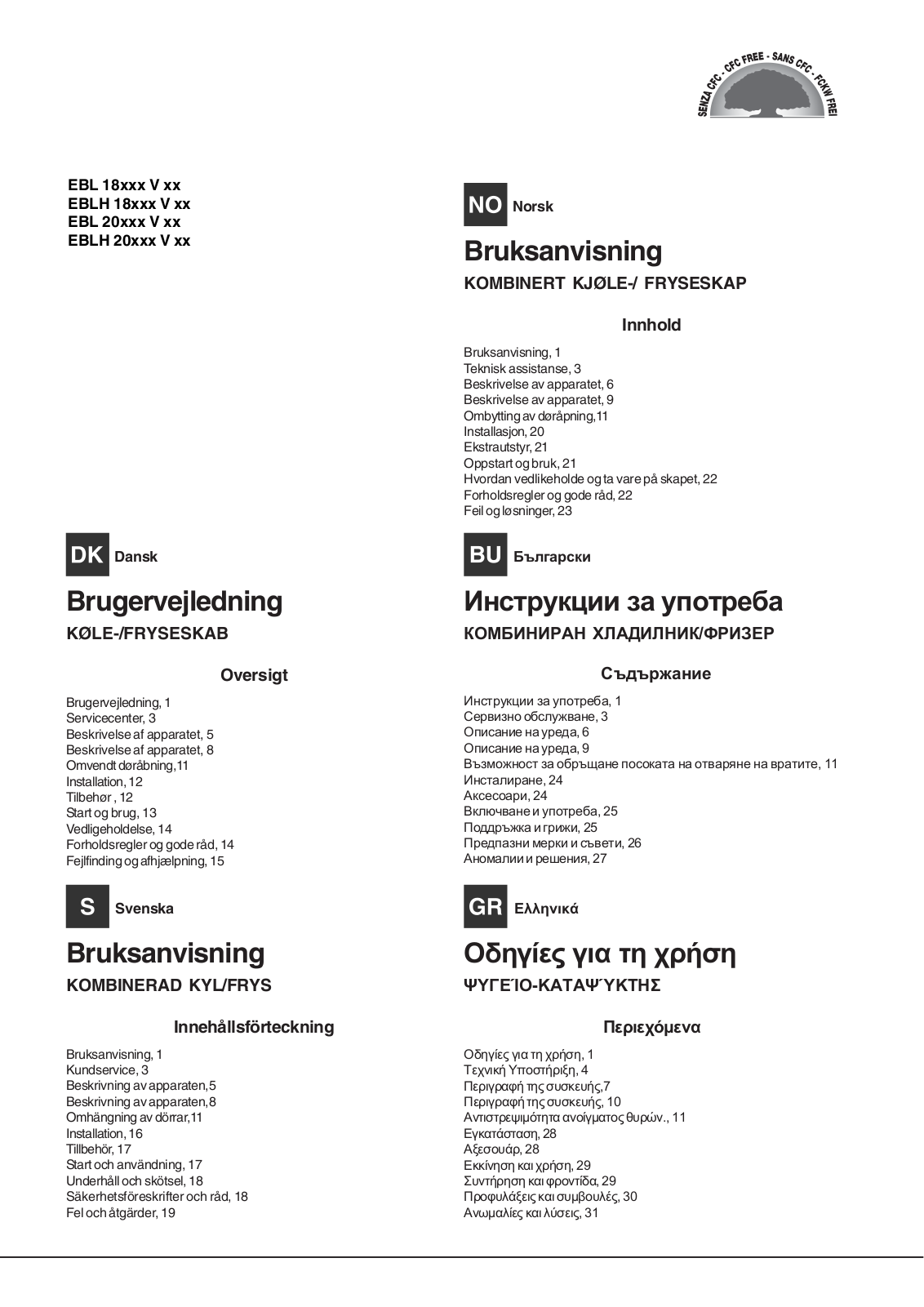 Hotpoint Ariston EBL 20321 V, EBL 20311 V User Manual