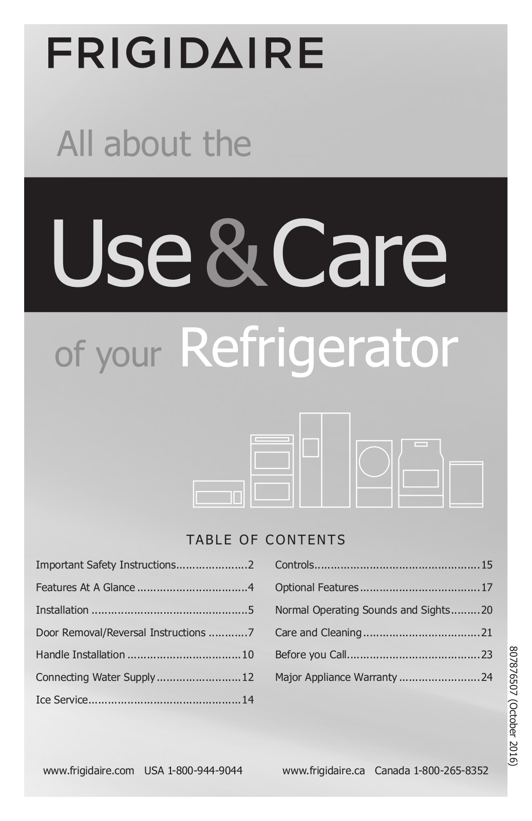 Frigidaire FFHT1821TB, FFHT1814TB, FFHT1514TB, FPHT1897TF, FFHT2021QS Owners Manual