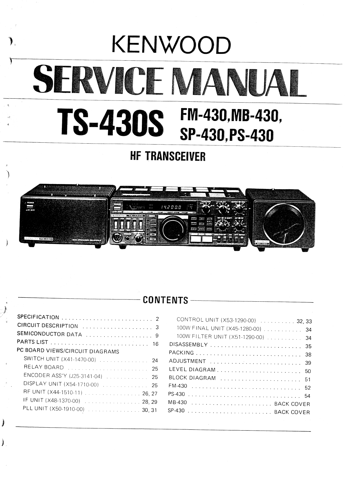 Kenwood FM-430, TS-430S, MB-430, SP-430, PS-430 Service Manual
