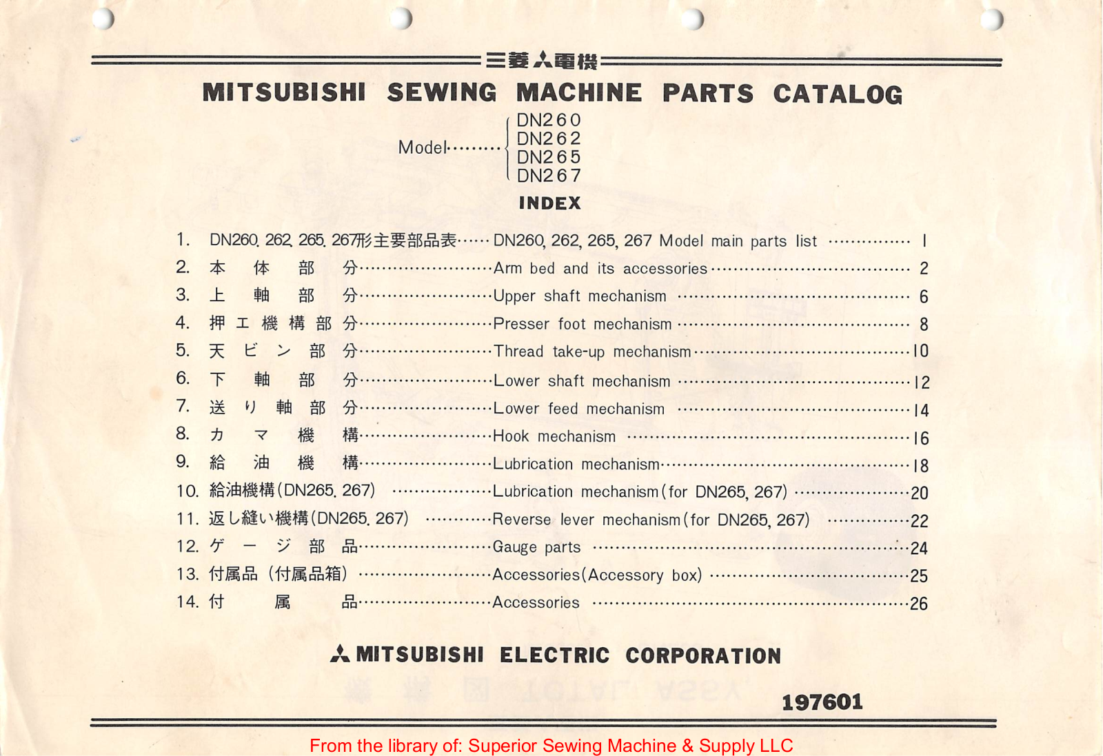 Mitsubishi DN-260, DN-262, DN-265, DN-267 Manual