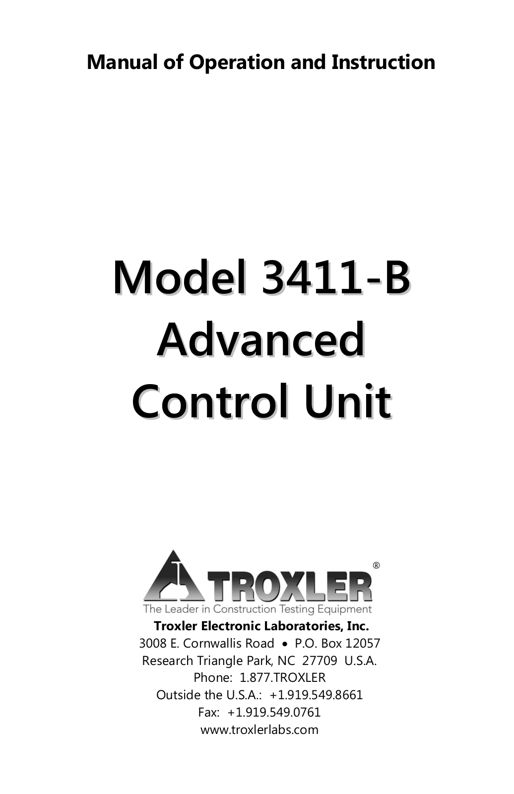 TROXLER 3411-B User Manual