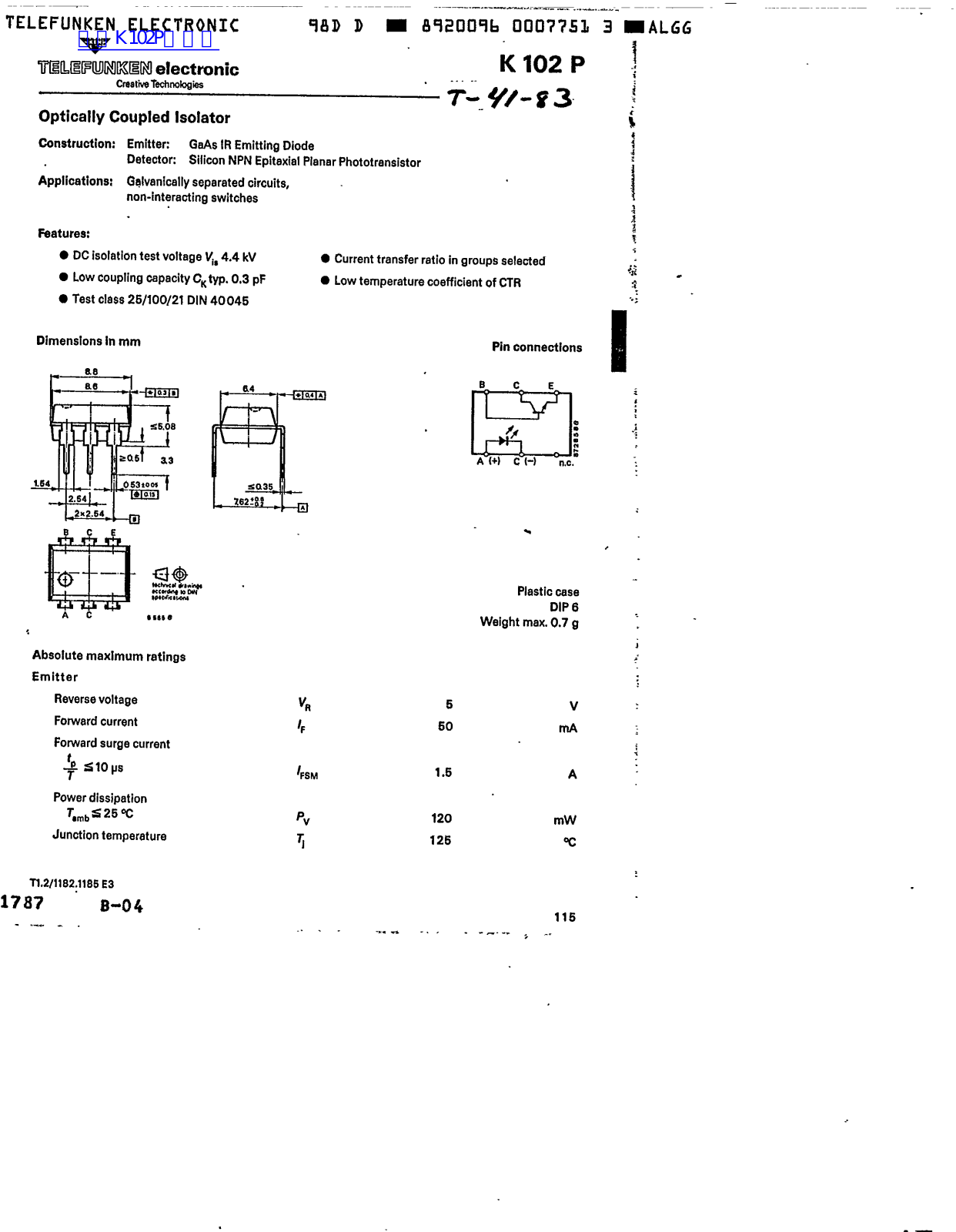 TELEFUNKEN K102P User Manual