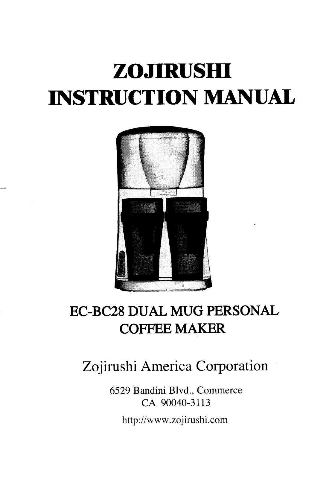 Zojirushi EC-BC28 Owner's Manual