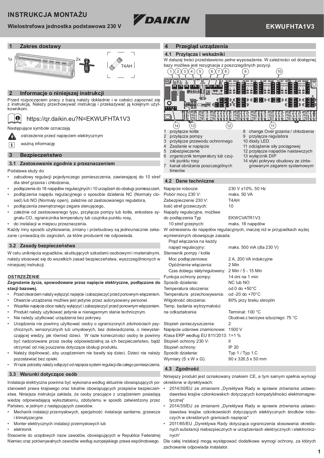 Daikin EKWUFHTA1V3 Installation manuals